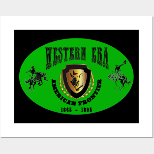 Western Era aka American Frontier - Green, Black and Gold Posters and Art